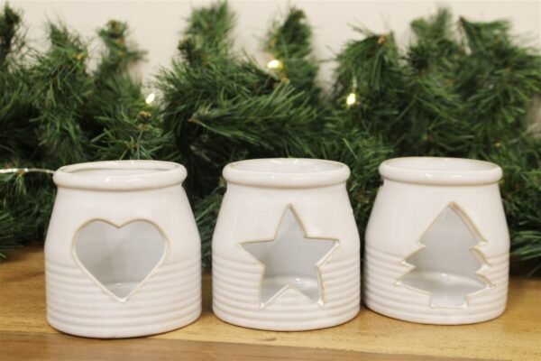 Set of Three Ceramic Tealight Holders